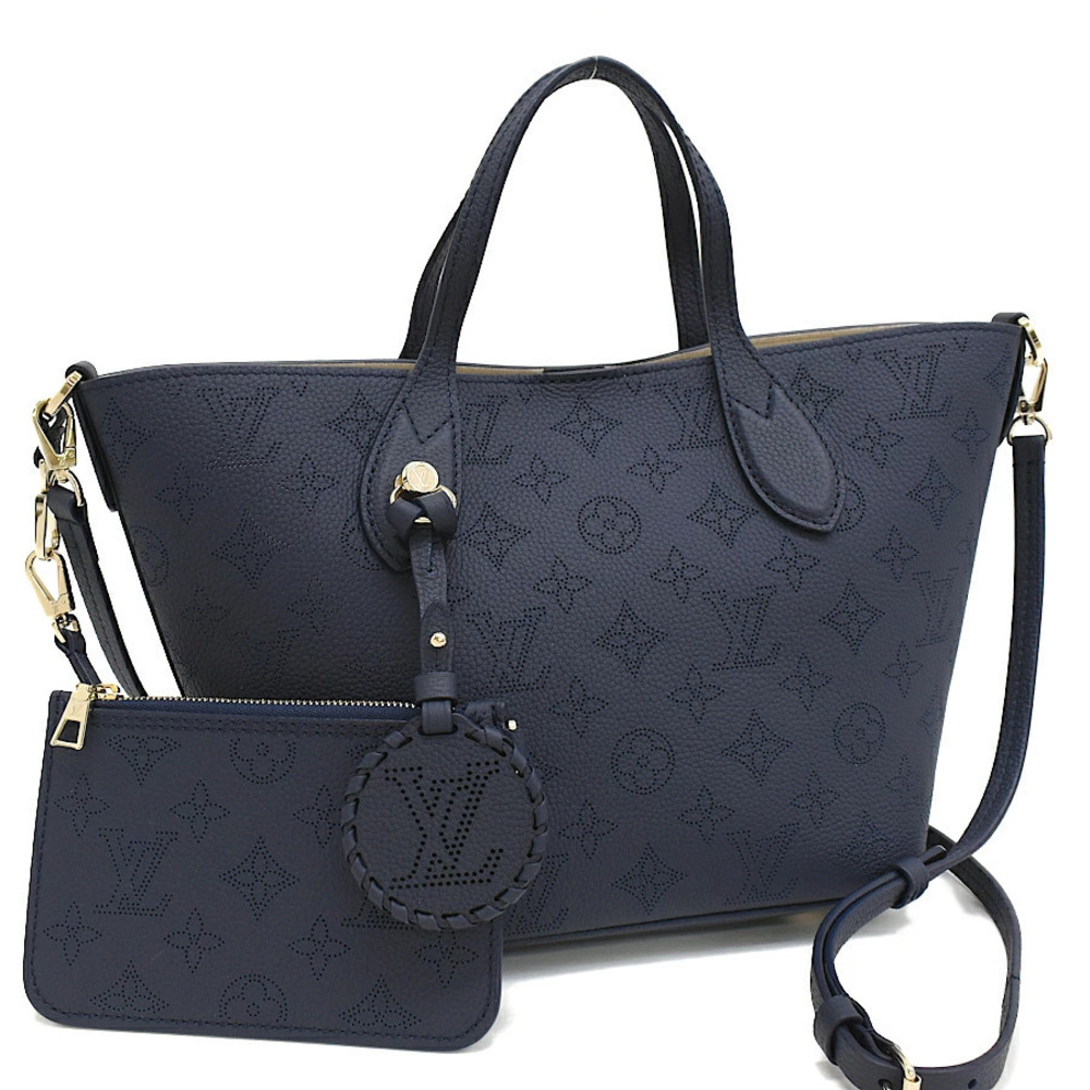 Louis Vuitton Blossom Tote Bag Mahina Leather Navy Blue